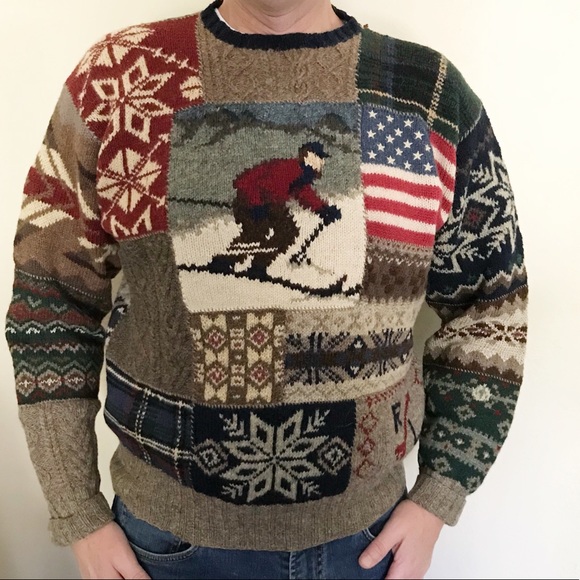 ralph lauren patchwork sweater
